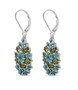 side view of blue apatite peridot and zircon lever back earrings in rhodium over sterling silver