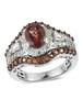 pink apatite brown zircon and white zircon ring in rhodium over sterling silver