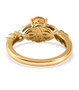 back view of fire opal andalusite and white zircon ring in 18k yellow gold over sterling silver
