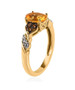 side view of fire opal andalusite and white zircon ring in 18k yellow gold over sterling silver