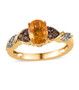fire opal andalusite and white zircon ring in 18k yellow gold over sterling silver