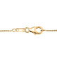 clasp detail of fire opal and white zircon halo filigree pendant necklace in 18k yellow gold over sterling silver