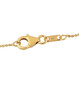close up of pink opal and moissanite pendant necklace in 18k yellow gold over sterling silver