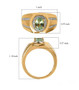 green tourmaline and moissanite gents ring in 18k yellow gold over sterling silver shown for size comparison