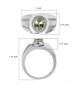 green tourmaline and moissanite gents ring in rhodium over sterling silver shown for size comparison