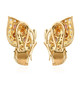 back view of multi tourmaline and white zircon butterfly omega back earrings in 18k yellow gold over sterling silver