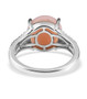 back view of pink opal and moissanite ring in rhodium over sterling silver