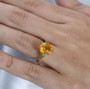 fire opal and colombian emerald ring in 18k yellow gold over sterling silver worn on a hand