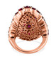 back view of rhodolite garnet cocktail ring in 18k rose gold over sterling silver