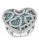 blue apatite and moissanite heart ring in rhodium over sterling silver