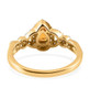 back view of spessartine garnet and white zircon halo ring in 18k yellow gold over sterling silver
