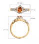 spessartine garnet and white zircon halo ring in 18k yellow gold over sterling silver shown for size comparison