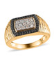 white zircon and black spinel gents ring in 18k yellow gold over sterling silver