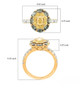 yellow diamond white diamond and alexandrite halo ring in 18k yellow gold shown for size comparison