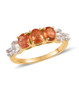 orange sapphire and white zircon ring in 18k yellow gold over sterling silver