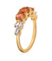side view of orange sapphire and white zircon ring in 18k yellow gold over sterling silver