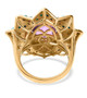 amethyst sleeping beauty turquoise and moissanite cluster ring in 18k yellow gold over sterling silver
