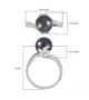 tahitian cultured pearl and moissanite flower ring in rhodium over sterling silver shown for size comparison