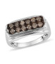 champagne diamond gents wedding ring in rhodium over sterling silver