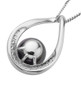 back view of tahitian cultured pearl and white zircon pendant necklace in rhodium over sterling silver