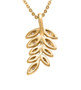 back view of white zircon leaf pendant necklace in 18k yellow gold over sterling silver