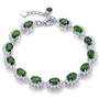 front view of garnet and white zircon half halo bracelet in rhodium over sterling silver