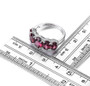 rhodolite garnet and white zircon five stone ring in rhodium over sterling silver shown for size comparison