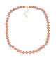 full view of 10mm peach freshwater pearl strand necklace with 14k yellow gold magnetic clasp 18"-20"