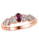 rhodolite garnet and white zircon heart ring in 18k rose gold over sterling silver