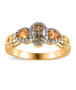 turkizite orange sapphire and white zircon ring in 18k yellow gold over sterling silver