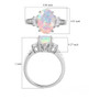 ethiopian opal and moissanite ring in rhodium over sterling silver