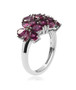 side view of rhodolite garnet cluster ring in rhodium over sterling silver