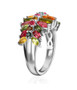 side view of multi color tourmaline cluster ring in rhodium over sterling silver