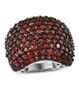 garnet cluster wide band ring in black and white rhodium over sterling silver