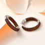 garnet inside out hoop earrings in rhodium over sterling silver shown in a lifestyle photo