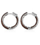 side view of garnet inside out hoop earrings in rhodium over sterling silver
