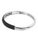 side view of black spinel cluster bangle bracelet in rhodium over sterling silver