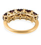 back view of garnet heart five stone band ring in 18k yellow gold over sterling silver