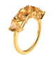 side view of citrine heart five stone band ring in 18k yellow gold over sterling silver