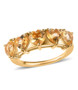 citrine heart five stone band ring in 18k yellow gold over sterling silver