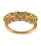 back view of peridot heart five stone band ring in 18k yellow gold over sterling silver