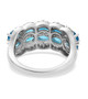 back view of neon blue apatite and white zircon band ring in rhodium over sterling silver