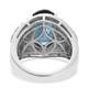 back view of london blue topaz brown zircon and white zircon ring in rhodium over sterling silver