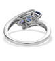 back view of kyanite and zircon bypass ring in rhodium over sterling silver