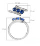 kyanite and zircon bypass ring in rhodium over sterling silver shown for size comparison