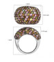 multi color tourmaline cluster wide band ring in black and white rhodium over sterling silver shown for size comparison