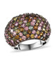 multi color tourmaline cluster wide band ring in black and white rhodium over sterling silver