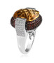 citrine garnet and white zircon cocktail ring in rhodium over sterling silver side profile