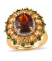 madeira citrine and multi gem ring in 18k yellow gold over sterling silver front