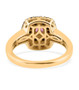 back view of pink tourmaline black spinel and white zircon ring in 18k yellow gold over sterling silver